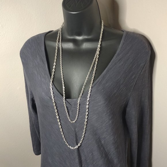 Silver Tone Sarah Coventry Vintage 2 Chain Necklace 30 Inches Long - Picture 9 of 9